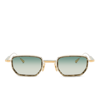 Palladium and 18K Gold & Olive Inlay/Gradient Blue Green