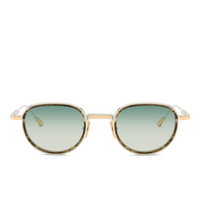 Palladium and 18K Gold & Olive Inlay/Gradient Blue Green